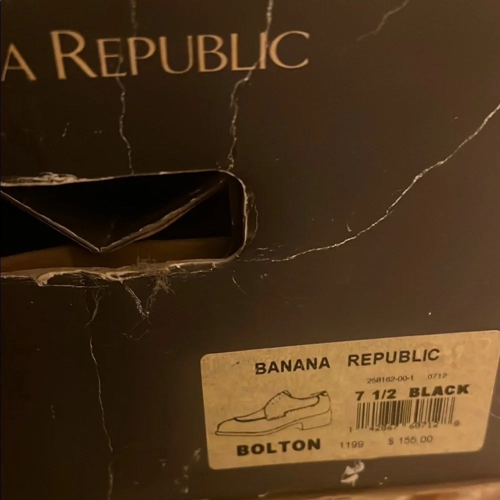 Banana Republic Oxford Black Leather Apron Round Toe Lace Up Shoes Italy